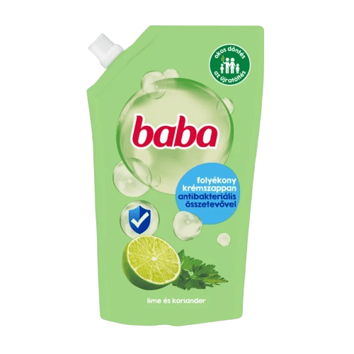 Baba antibakteriális folyékony krémszappan utántöltő Lime és Koriander 500ml