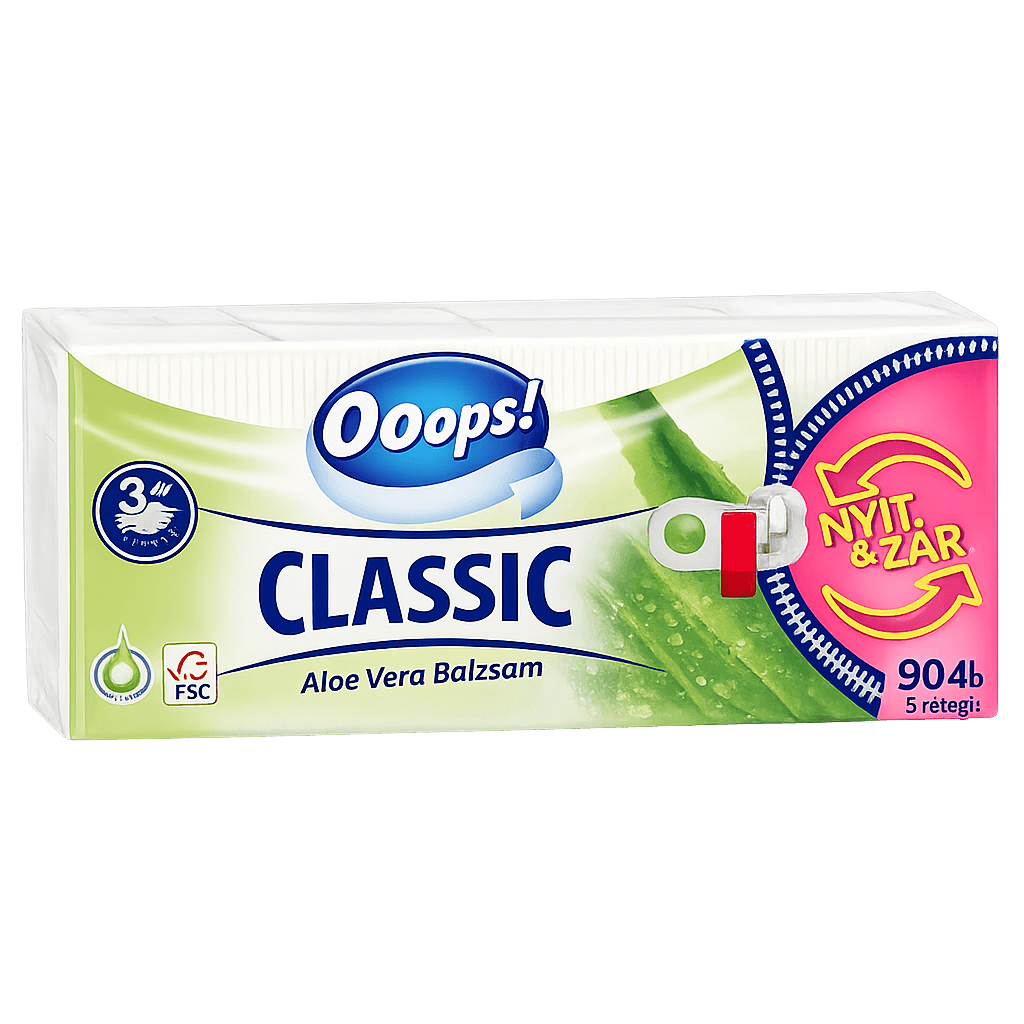 Ooops! Classic papírzsebkendő Aloe Vera - 3 rétegű, 90db