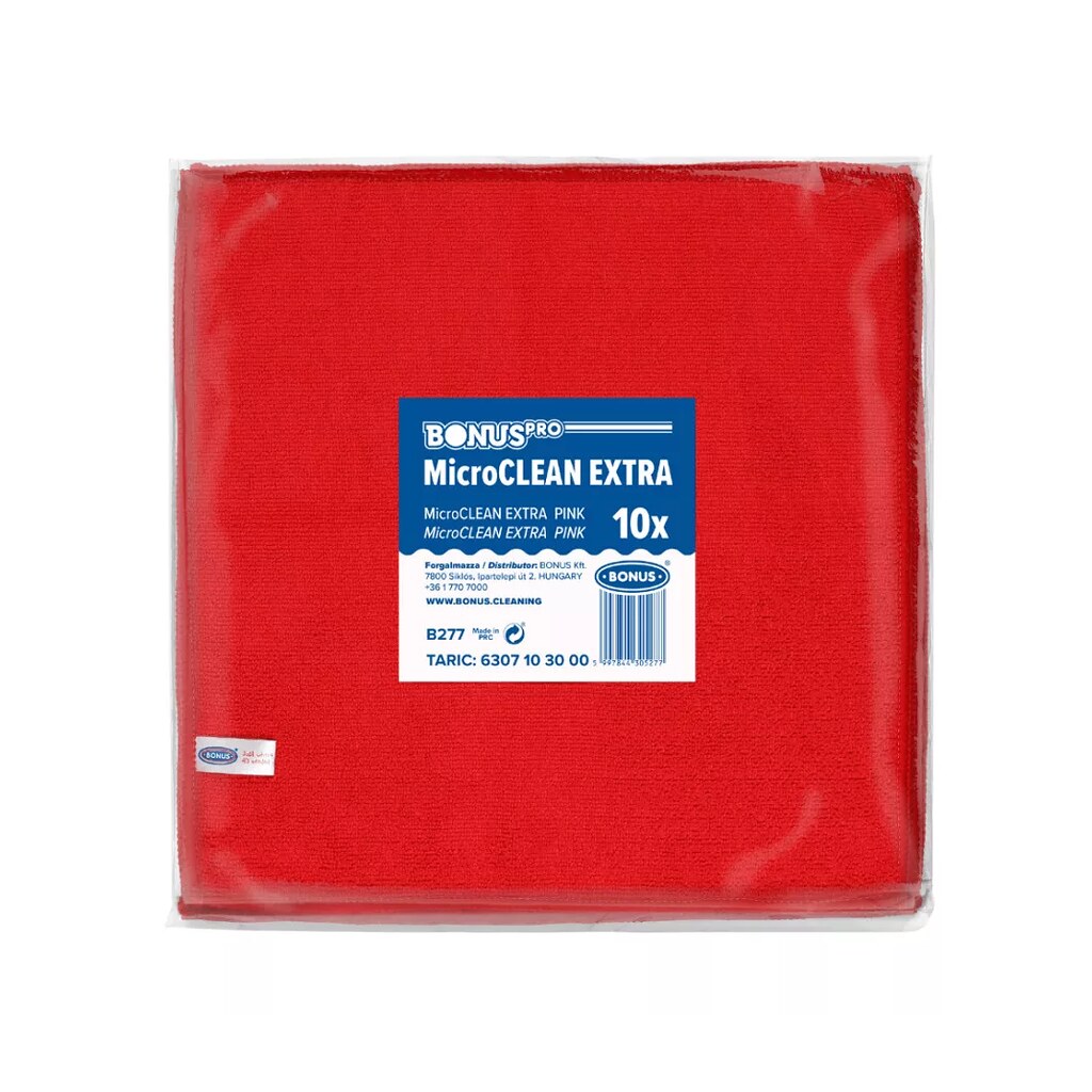 BonusPRO MicroCLEAN Extra mikroszálas törlőkendő 40x40cm Piros 10db