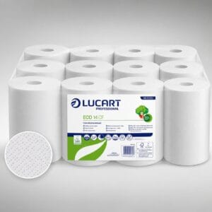 Lucart Eco 14 CF tekercses kéztörlő 14cm átm. - 2 rétegű, fehér, 55m (Karton - 12 tek)