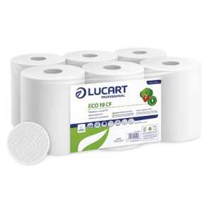 Lucart Eco 19 CF tekercses kéztörlő 19cm átm. - 2 rétegű, fehér 100m (Karton - 6 tek)