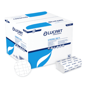 Lucart Strong 216 TI adagolós szalvéta - 2 rétegű, hófehér, 24x16cm, 150 lap (Karton - 40 csomag)