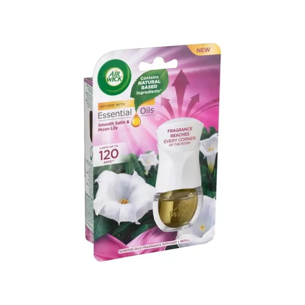 Air Wick Elektromos légfrissítő készülék utántöltővel Bársonyos Szatén & Liliom 19ml