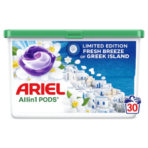 Ariel Allin1 Pods Fresh Breeze of Greek Island mosókapszula fehér és világos ruhákhoz 30db