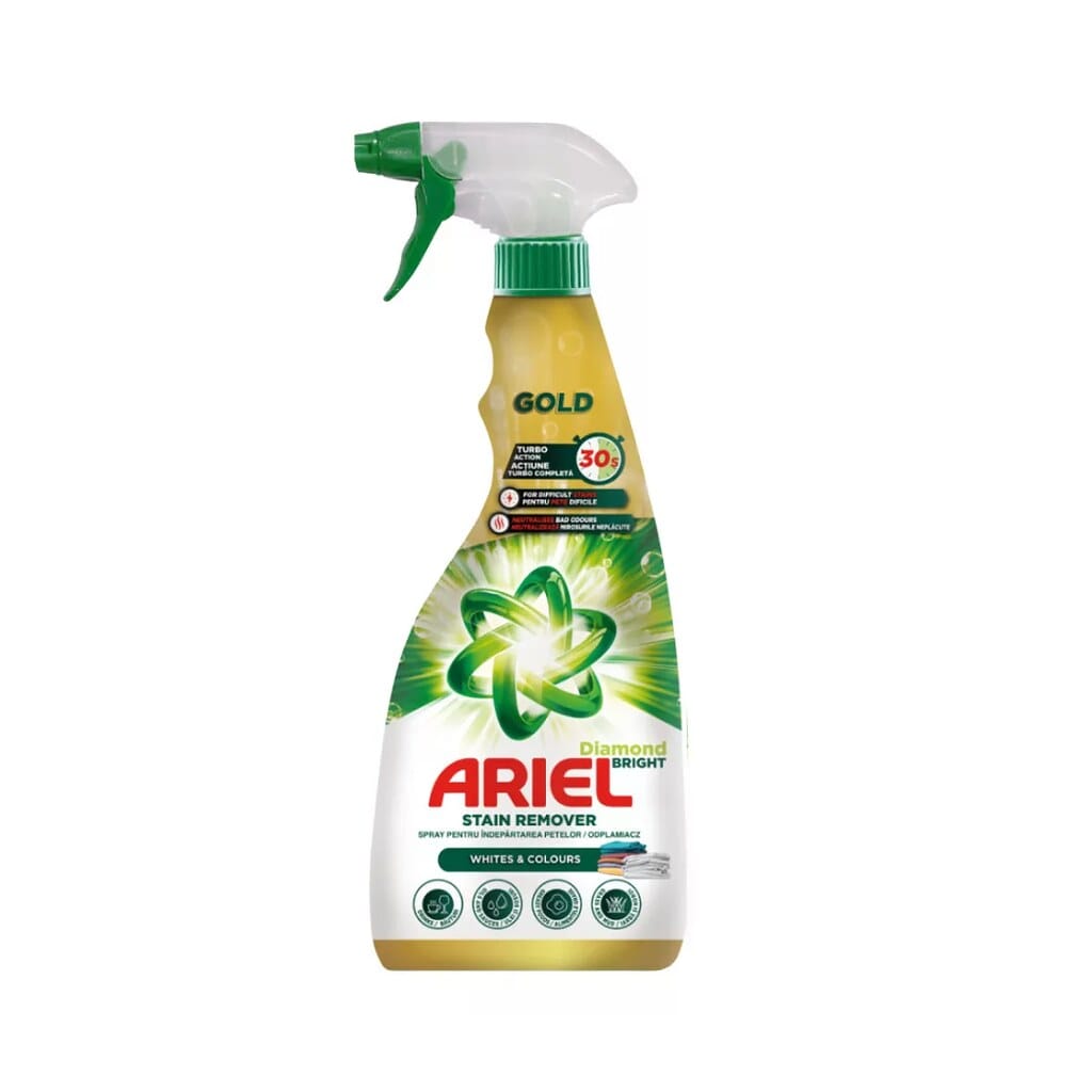 Ariel Diamond Bright Gold folteltávolító spray Whites + Colours 750ml