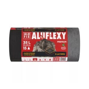 Alufix Aluflexy kétrétegű zárószalagos szemeteszsák 35L - 53*60cm, 15db/tek