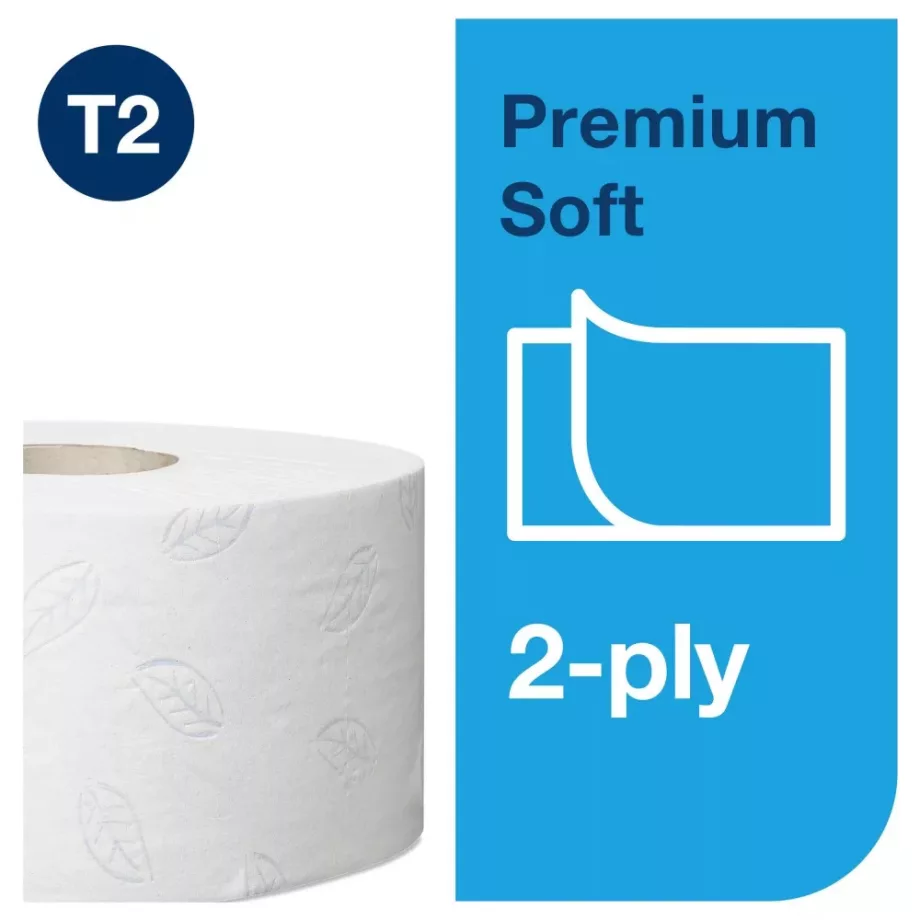 Tork Soft Mini Jumbo Prémium toalettpapír 19cm átm. - 2 rétegű, hófehér, 170m (Karton - 12 tek) - Image 3