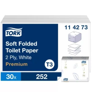 Tork Soft Folded hajtogatott toalettpapír - 2 rétegű, hófehér, 252 lap (Karton - 30 csg)