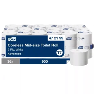 Tork belső mag nélküli Mid-size toalettpapír - 2 rétegű, hófehér, 104m (Karton - 36 tek)