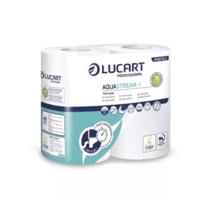 Lucart Aquastream 4 vízben oldódó ultra hosszú WC papír – 2 rétegű, 4 tekercs 811B70J