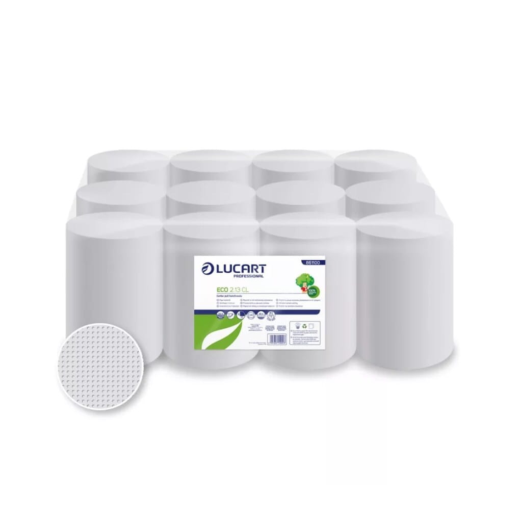 Lucart Eco 2.13 CL belsőmagos kéztörlőpapír 13cm átm. – 2 rétegű, fehér, 80m (Karton – 12 tek) 861100