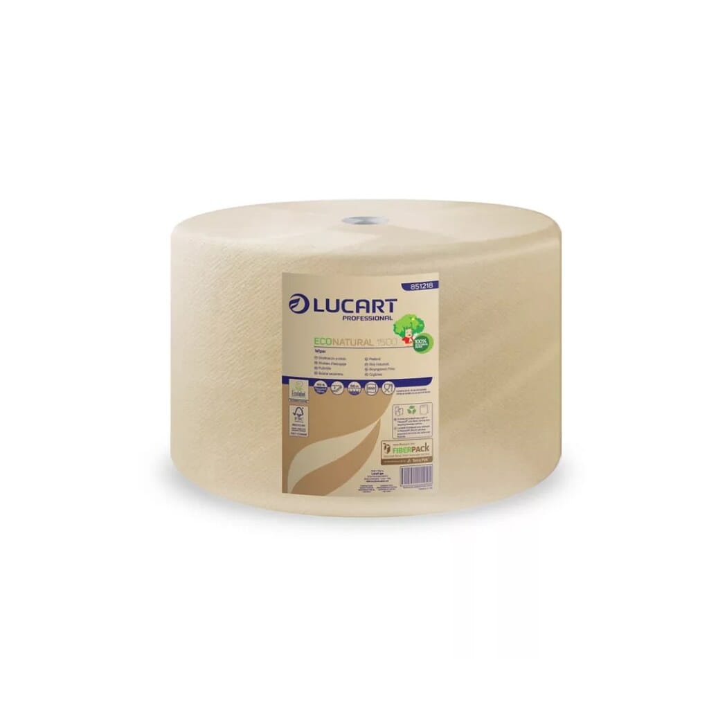 Lucart EcoNatural 1500 ipari törlőpapír 38cm átm. – 2 rétegű, havanna, 510m 851218A