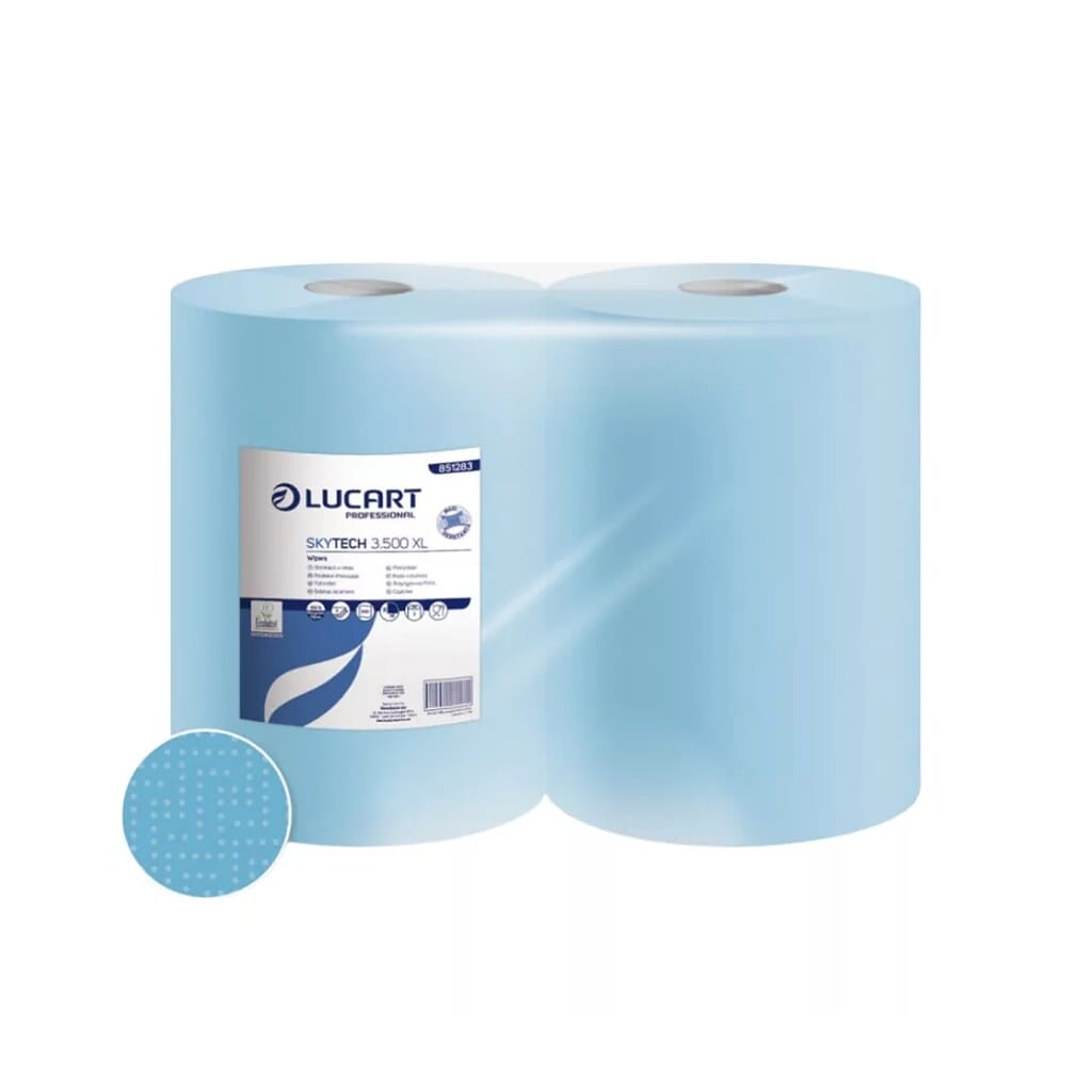 Lucart SkyTech 3.500 XL ipari törlőpapír 26cm átm. – 3 rétegű, kék, 180m (Karton – 2 tek) 851283