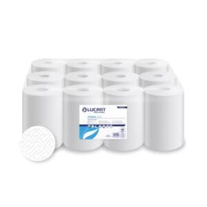 Lucart Strong 14 CF tekercses kéztörlő 14cm átm. – 2 rétegű, hófehér, 55m (Karton – 12 tek) 861093J