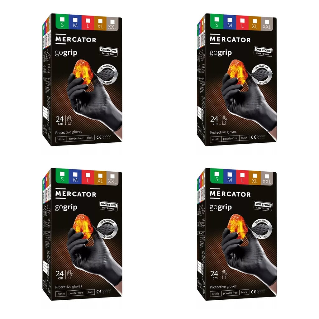 Mercator GoGrip Black One by One púdermentes nitril védőkesztyű 100 db