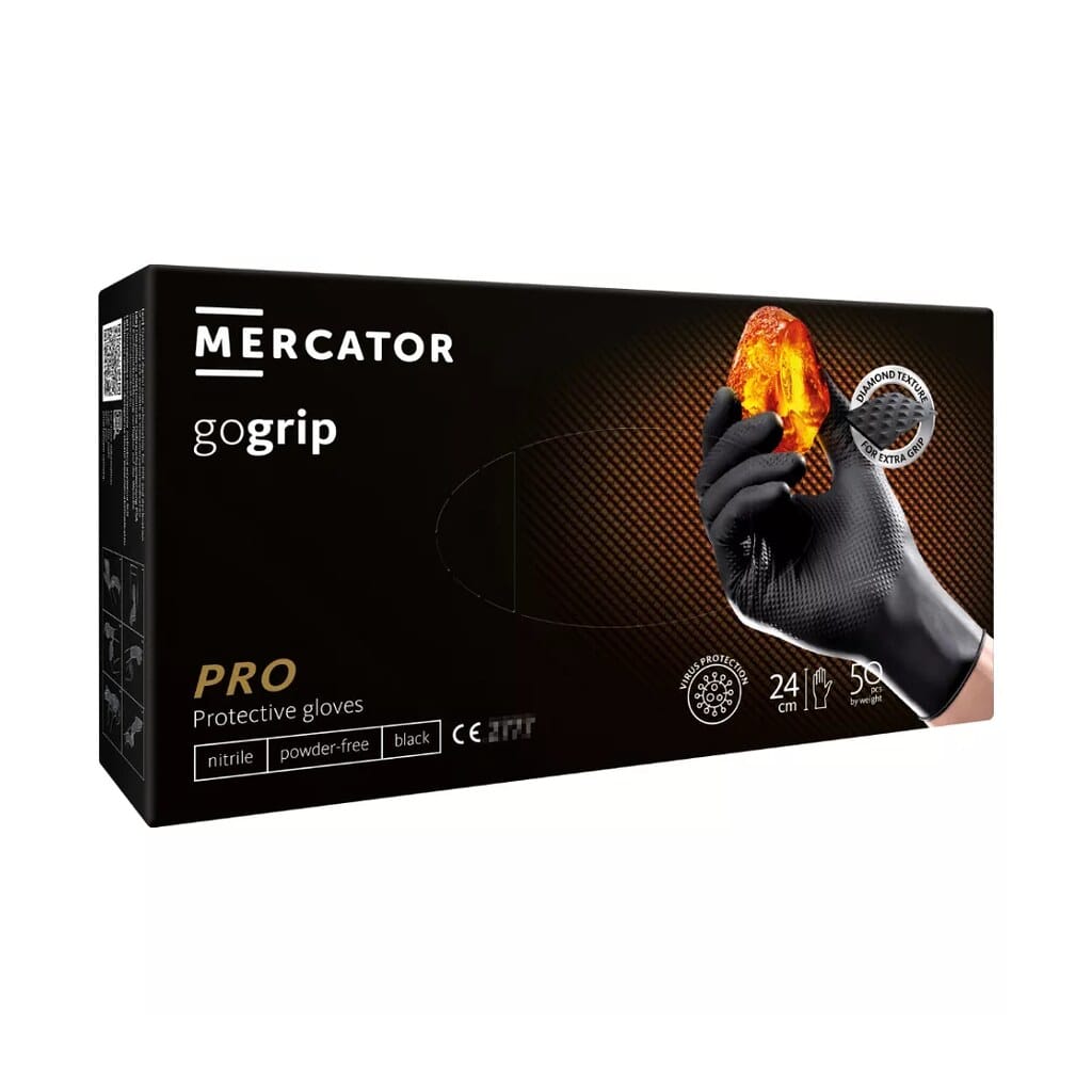 Mercator GoGrip Black púdermentes nitril védőkesztyű – XL, Fekete XL-RP30023005_0001