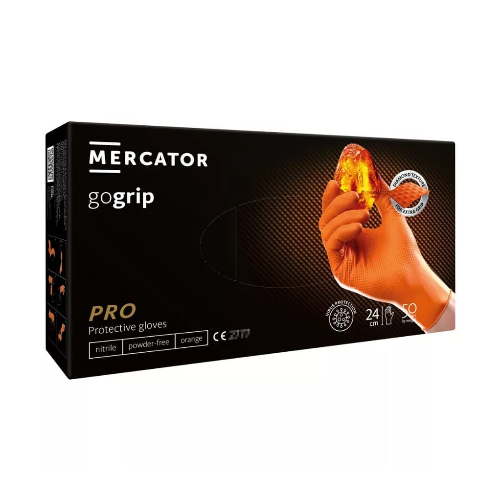 Mercator GoGrip Orange púdermentes nitril védőkesztyű – 50 db, S S-RP30025002_0001