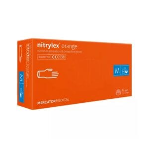 Mercator Nitrylex Orange púdermentes nitril vizsgálókesztyű narancssárga 100db M-RD30239003