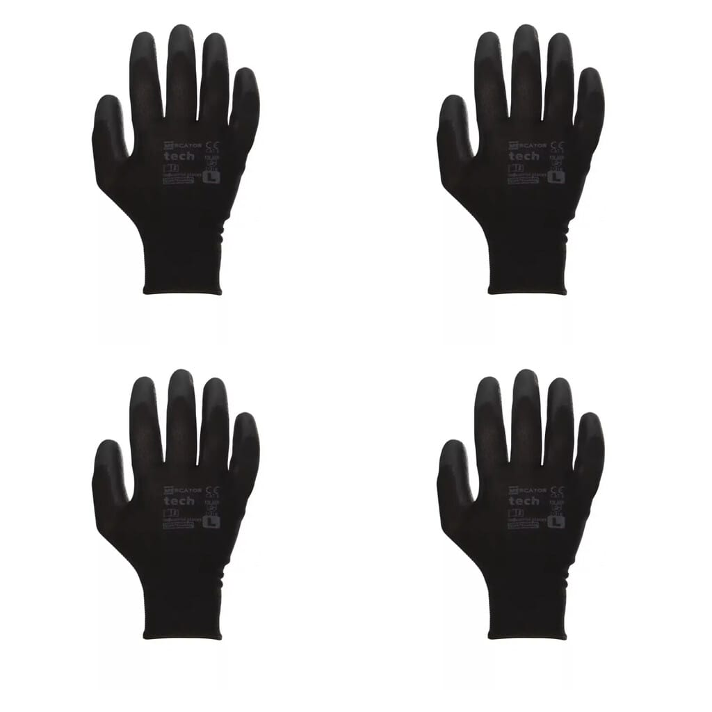Mercator Tech Black&Black PU mártott kesztyű L és M és XL és XXL