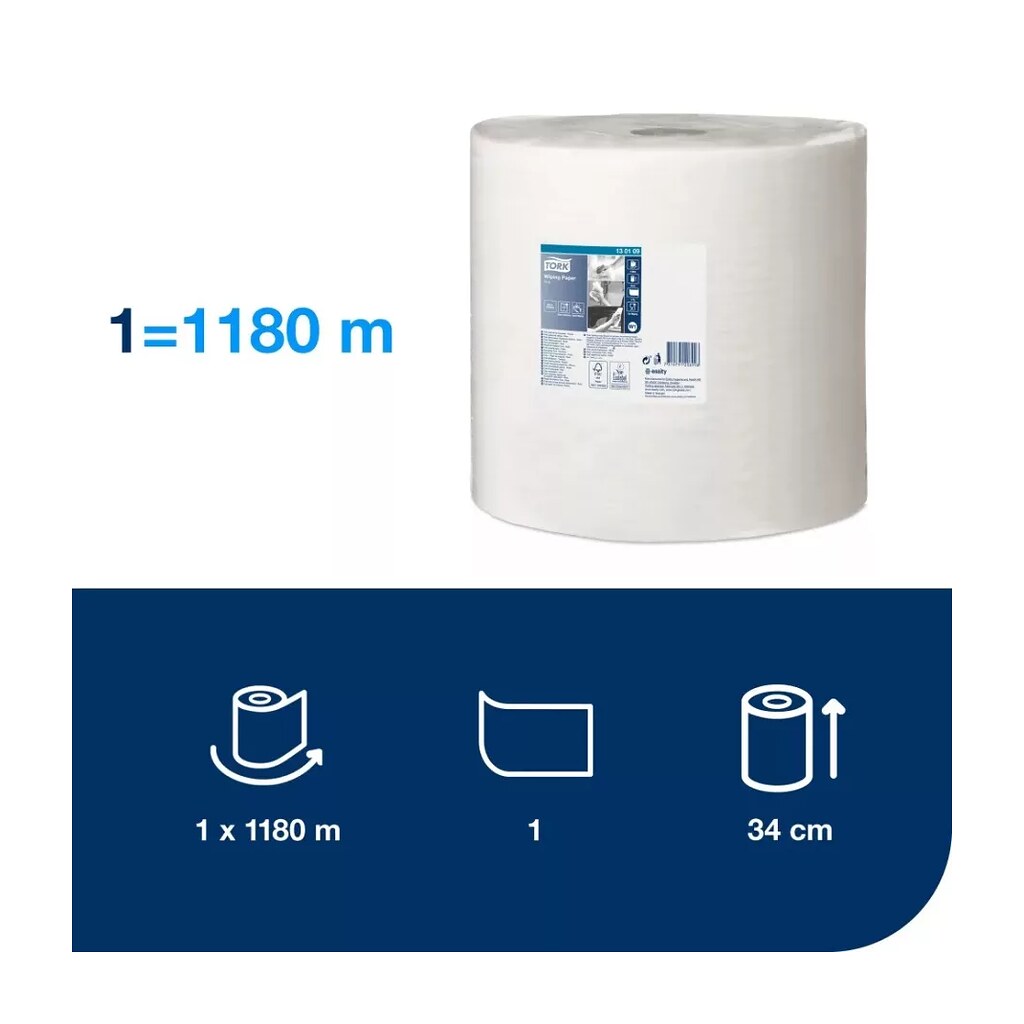 Tork ipari törlőpapír 38cm átm. – 1 rétegű, hófehér, 1180m 130109