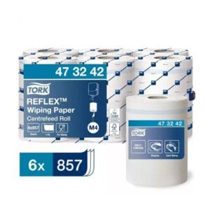Tork Reflex™ belsőmagos törlőpapír 19cm átm. – 1 rétegű, hófehér, 300m (Karton – 6 tek) 473242