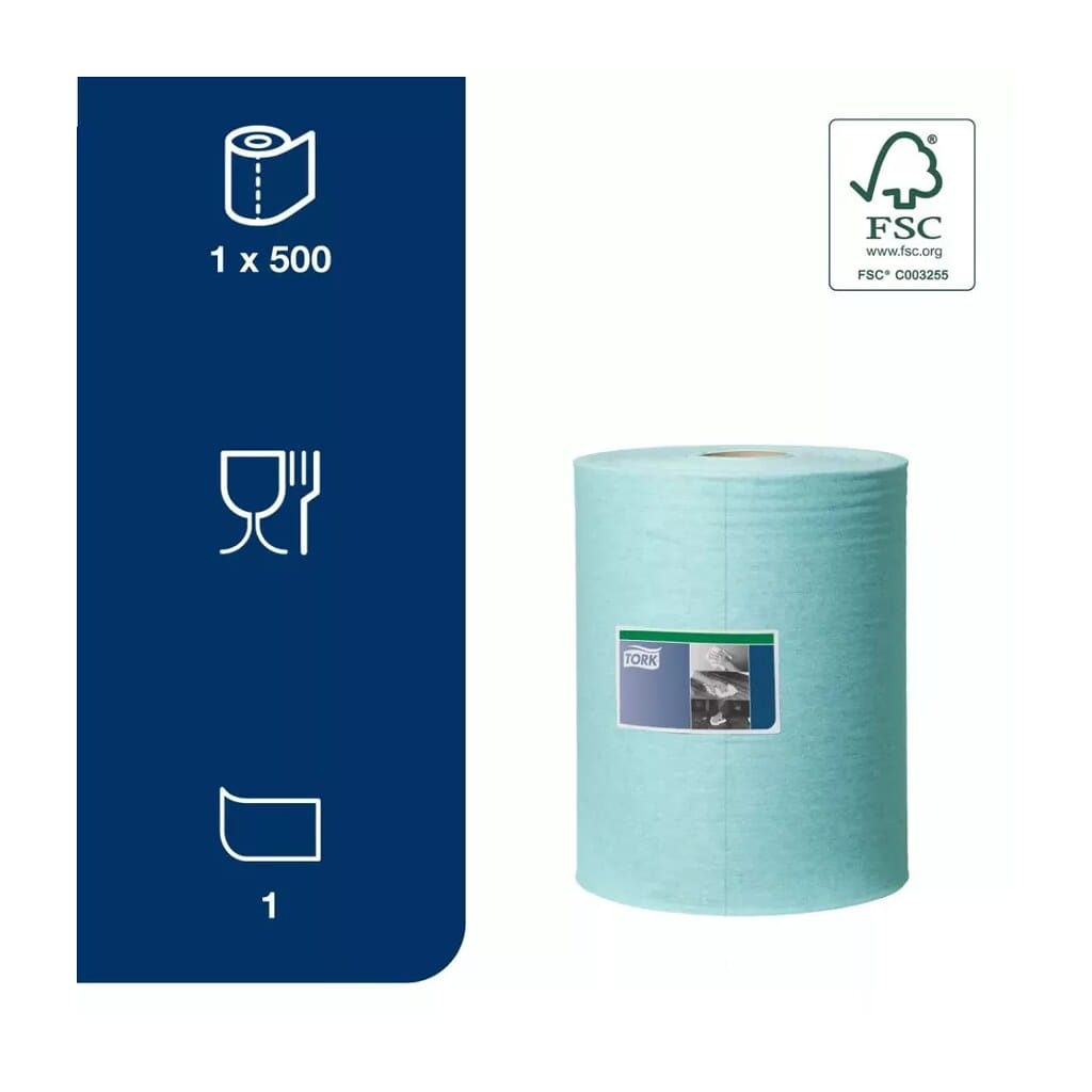Tork szöszszegény tisztítókendő 25cm átm. – 1 rétegű, kék, 180m 190494
