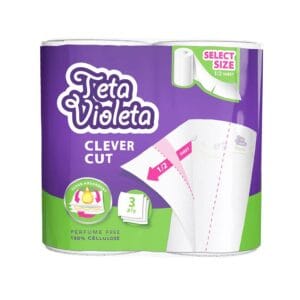 Violeta Piknik Clever Cut háztartási papírtörlő – 3 rétegű, 2 tekercs 334